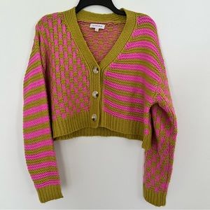 Pink and yellow cropped cardigan